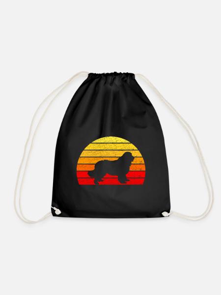 Neufundland Hund T Shirt - Retro Sonnenaufgang - Turnbeutel - Schwarz