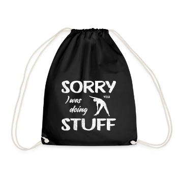 Sorry, I was doing Yoga stuff - Vintage - Drawstring Bag - black - Front