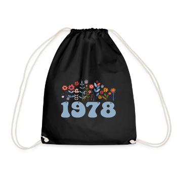 1978 Floral Pattern 1978 Floral Theme Floral 1978 - Drawstring Bag - black - Front