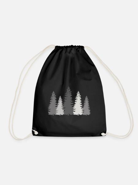 Wandern Wanderer Wald Bäume Tanne Natur outdoor - Turnbeutel - Schwarz