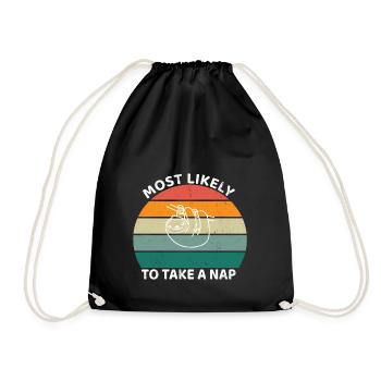 Most likely to take a nap - Sloth - Drawstring Bag - black - Front