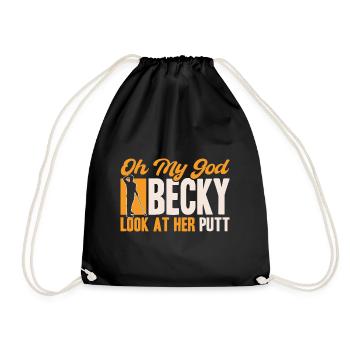 Golfen Golfspieler Golfer Geschenk - Turnbeutel - Schwarz - Vorne