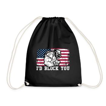 American Football Player American Footba - Drawstring Bag - black - Front