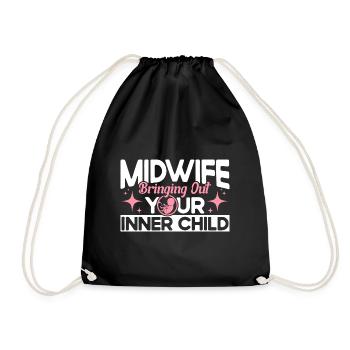 Midwife LD Work Obstetrician Gift - Drawstring Bag - black - Front