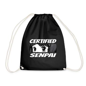 Certified Senpai Anime Manga Zertifizierter Senpai - Turnbeutel - Schwarz - Vorne