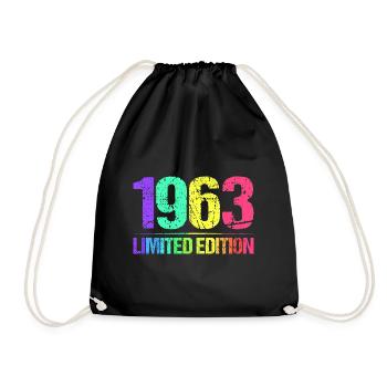1963 Limited Edition Jahrgang 63er Retro Jahrgang - Turnbeutel - Schwarz - Vorne