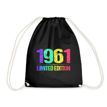 1961 Limited Edition Jahrgang 61er Retro Jahrgang - Turnbeutel - Schwarz - Vorne