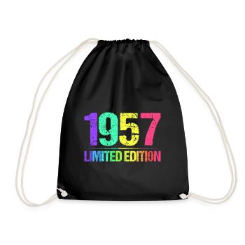 1957 Limited Edition Jahrgang 57er Retro Jahrgang - Turnbeutel - Schwarz - Vorne