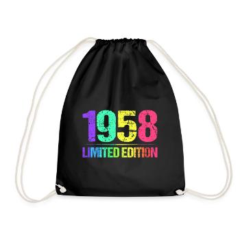 1958 Limited Edition Jahrgang 58er Retro Jahrgang - Turnbeutel - Schwarz - Vorne
