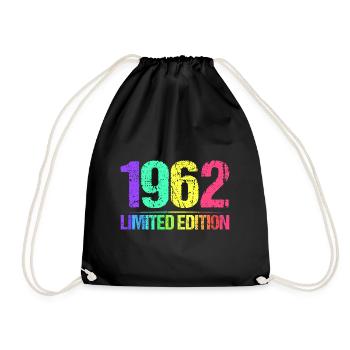 1962 Limited Edition Jahrgang 62er Retro Jahrgang - Turnbeutel - Schwarz - Vorne