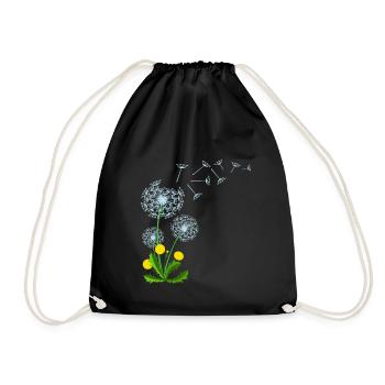 Pusteblume Löwenzahn Dandelion Geschenkidee - Turnbeutel - Schwarz - Vorne