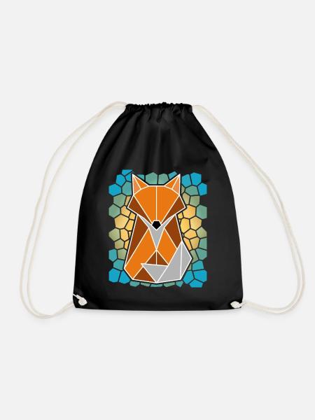 Fuchs geometrisches Mosaik Geschenkidee low poly - Turnbeutel - Schwarz