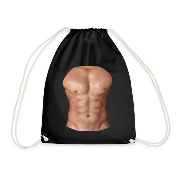 Cadeau nu de six muscles abdominaux du haut du corps - Sac de sport léger - noir - Devant