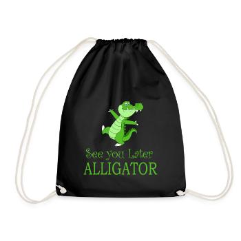 Alligator crocodile dancing funny saying gift - Drawstring Bag - black - Front
