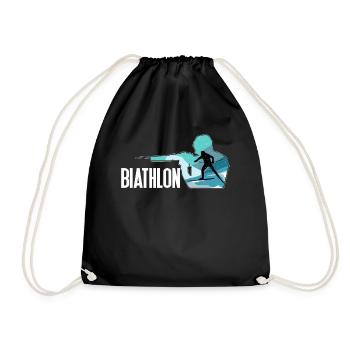 Biathlon sporting event athlete gift idea - Drawstring Bag - black - Front