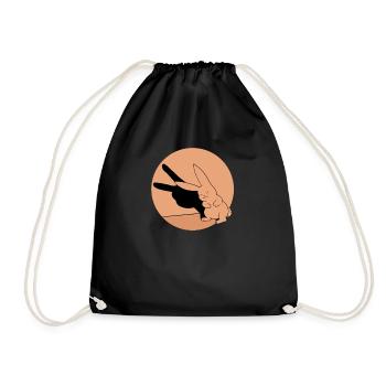 Schattenspiel Kaninchen Hase retro Geschenk Ostern - Turnbeutel - Schwarz - Vorne