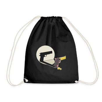 Schattenspiel Ratte Pistole Waffe lustig Geschenk - Turnbeutel - Schwarz - Vorne