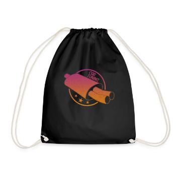 Auto Tuning Auspuff retro Geschenkidee - Turnbeutel - Schwarz - Vorne