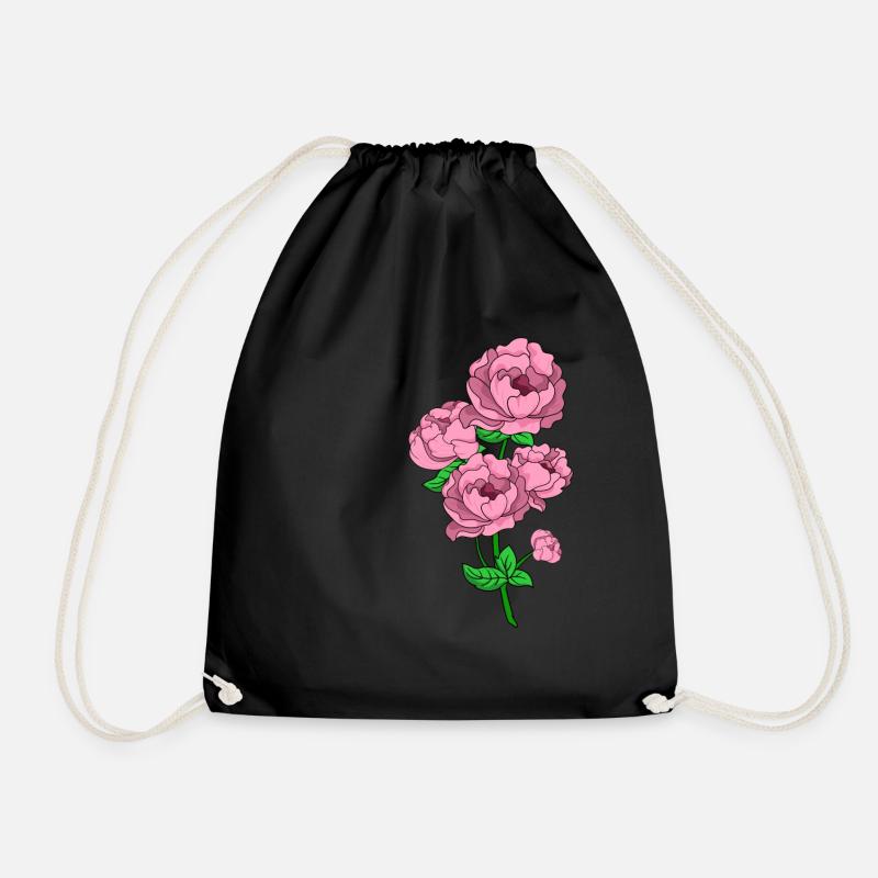 Pfingstrosen Blume Rose Frühling Geschenkidee - Turnbeutel - Schwarz