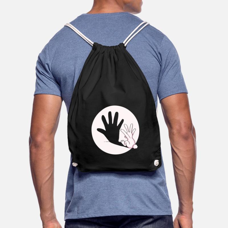 Bunny Rabbit Shadow Hand Easter Gift Idea Drawstring Bag