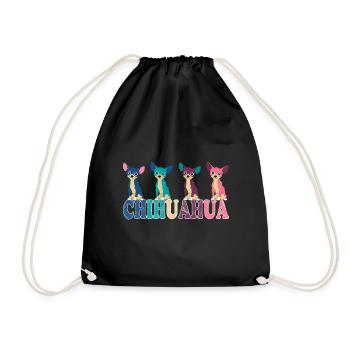 Cute chihuahua dog puppy paw funny gift - Drawstring Bag - black - Front