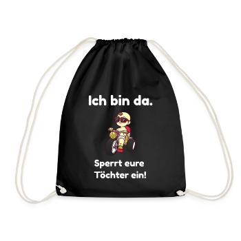 Lustiges Kinder Shirt Ich bin da. Cooles Bike Kind - Turnbeutel - Schwarz - Vorne