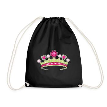 Diadem Krone Prinzessin Geschenkidee girly pink - Turnbeutel - Schwarz - Vorne
