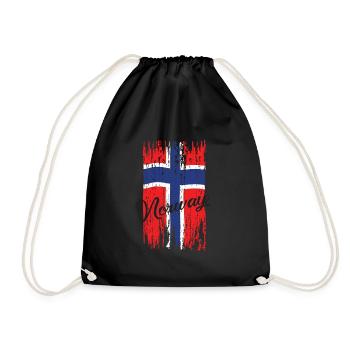 Norwegen - Flagge von Norwegen - Turnbeutel - Schwarz - Vorne
