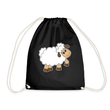 Comic Cartoon Wolle Bauernhof Schaf Lamm Geschenk - Turnbeutel - Schwarz - Vorne