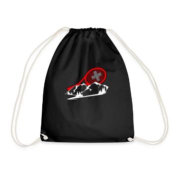Tennis Roger Switzerland mountains Alps gift - Drawstring Bag - black - Front