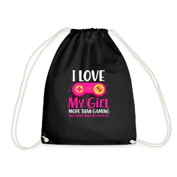 Gamer Gaming love partners gamble gift - Drawstring Bag - black - Front