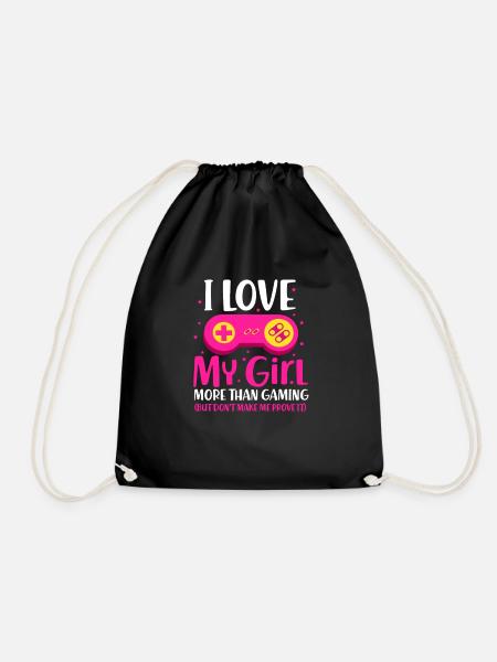 Gamer Gaming Liebe Partner Zocken Geschenk - Turnbeutel - Schwarz