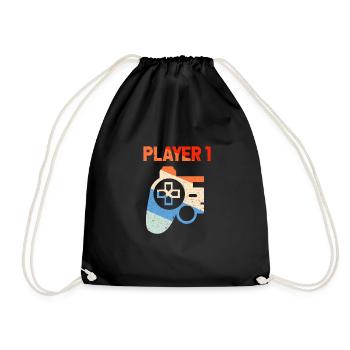 Player 1 Gamer Partner Couple Amour Jeux De Jeu Geschen - Sac de sport léger - noir - Devant