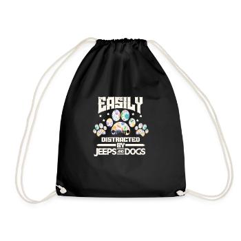 Jeep Hunde Hund Haustier Pfote Frauchen Geschenk - Turnbeutel - Schwarz - Vorne