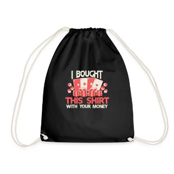Poker Pokern Pokerspieler Pokerface Geschenk - Turnbeutel - Schwarz - Vorne