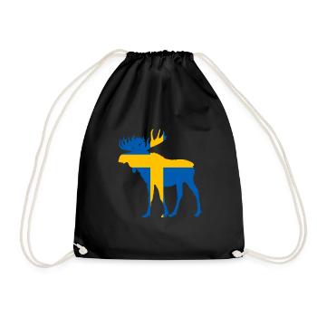 Schweden Elch Flagge - Turnbeutel - Schwarz - Vorne