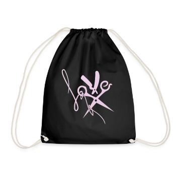 Hairdresser hair LOVE scissors gift - Drawstring Bag - black - Front