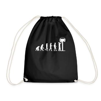 Evolution Auto Schrauber Automechaniker Geschenk - Turnbeutel - Schwarz - Vorne