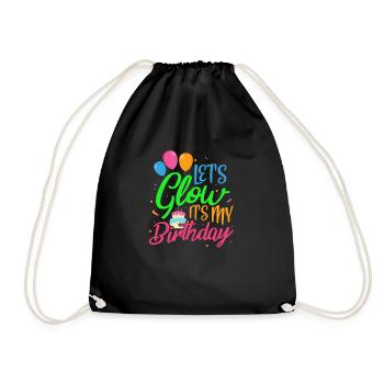 Glow Geburtstag Party Neon Birthday Geschenk - Turnbeutel - Schwarz - Vorne