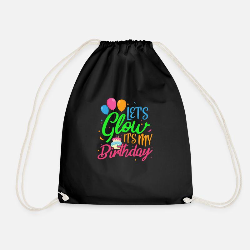 Glow Geburtstag Party Neon Birthday Geschenk - Turnbeutel - Schwarz