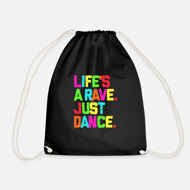 Rave Techno Glow Neon Led Party Festival GEschenk - Turnbeutel - Schwarz