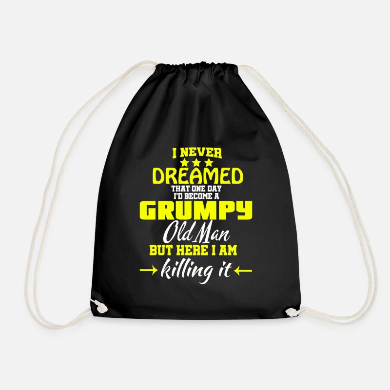 I'd Become A Grumpy Old Man T Shirt, Grumpy T - Drawstring Bag - black