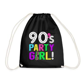 90er Jahre Musik Partygirl Disco Neon Geschenk - Turnbeutel - Schwarz - Vorne