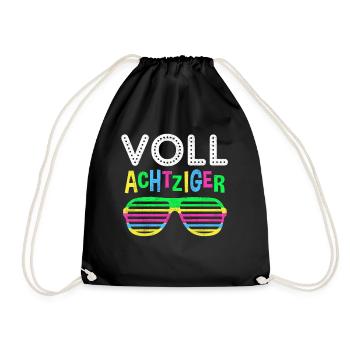 Geboren in 80er Jahren Retro Neon Spruch Geschenk - Turnbeutel - Schwarz - Vorne