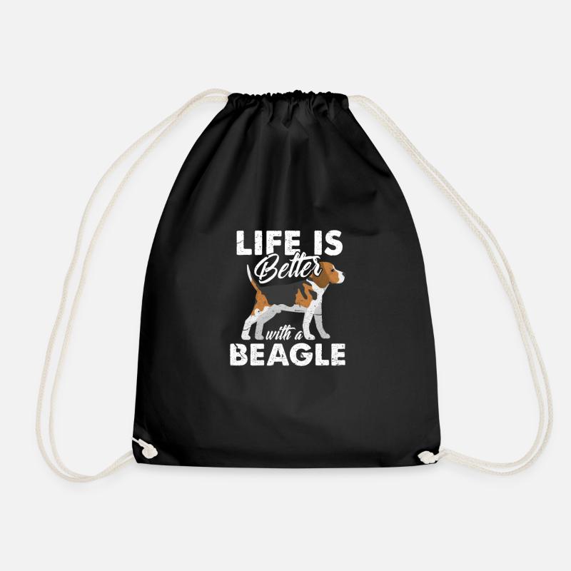 beagle - Drawstring Bag - black