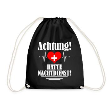 Krankenschwester Nachtdienst Herz EKG Geschenk - Turnbeutel - Schwarz - Vorne