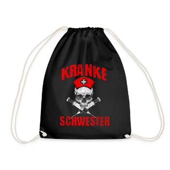 Krankenschwester Kranke Schwester Spritze Geschenk - Turnbeutel - Schwarz - Vorne