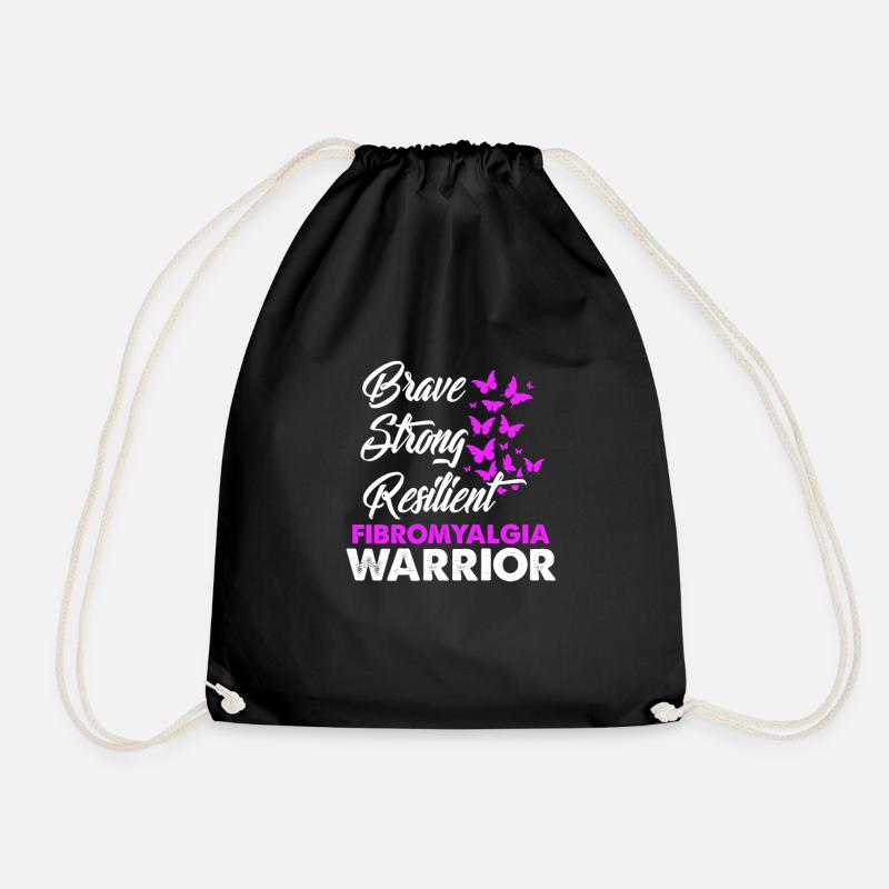 fibromyalgia - Drawstring Bag - black