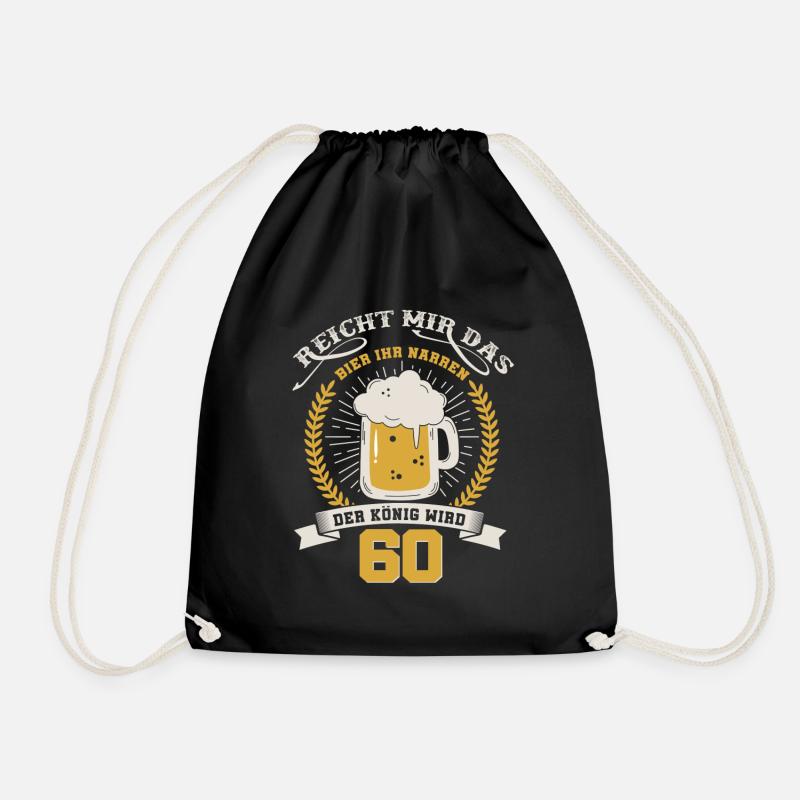 60 Birthday. Give me the beer her fool - Drawstring Bag - black