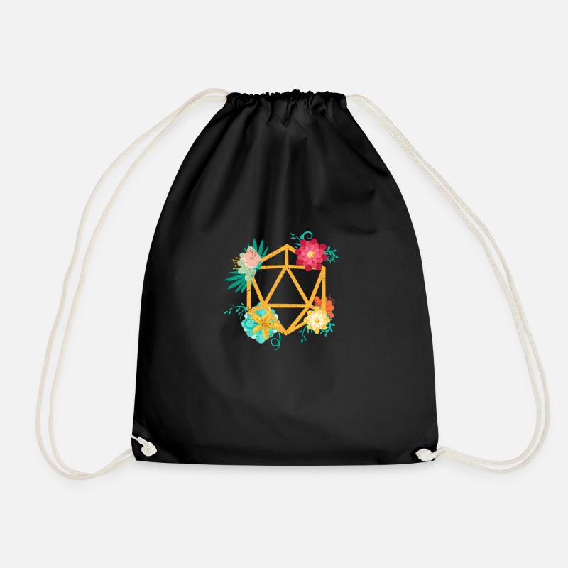 D20 Dice Fantasy Gaming Gamer Dungeon Gift - Drawstring Bag - black